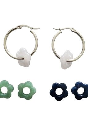 Hoop Earrings with Removable Flower Charms